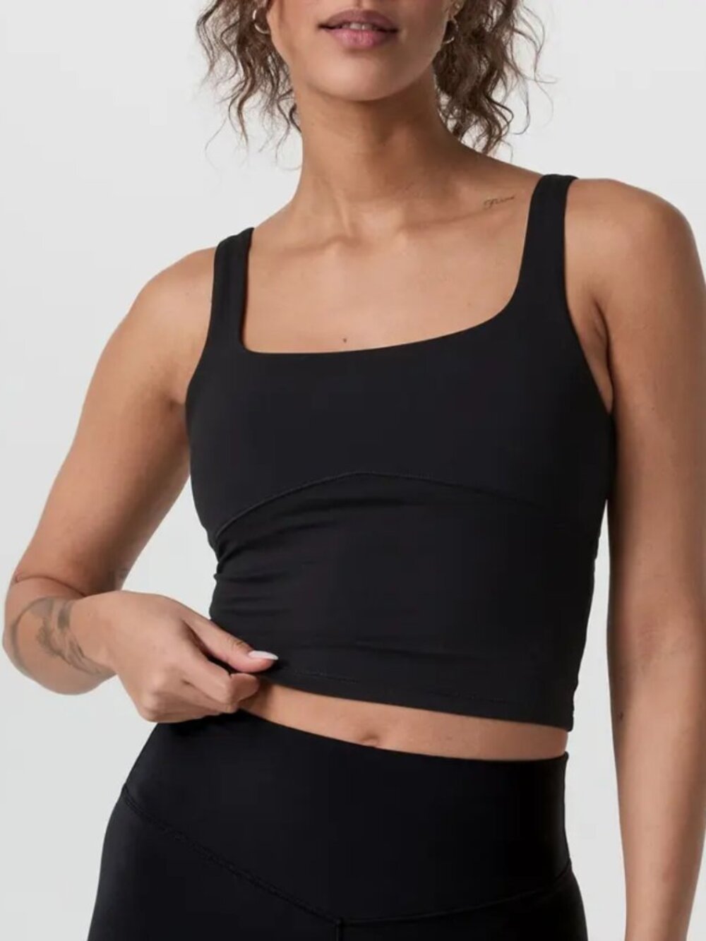 Vuori AllTheForm Support Tank Black Square Neck Cropped Sports Yoga Size XS NWT